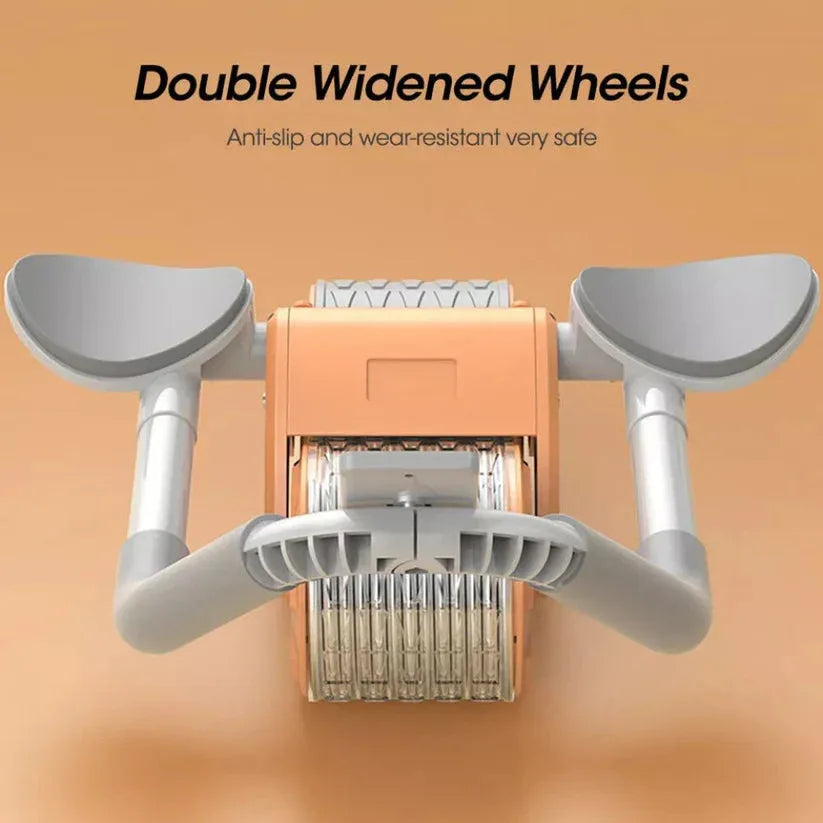Double widened wheels with anti-slip and wear-resistant features on a beige background

