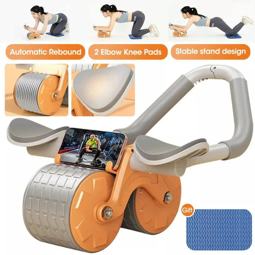 Exerciser with features highlighted on a white background

