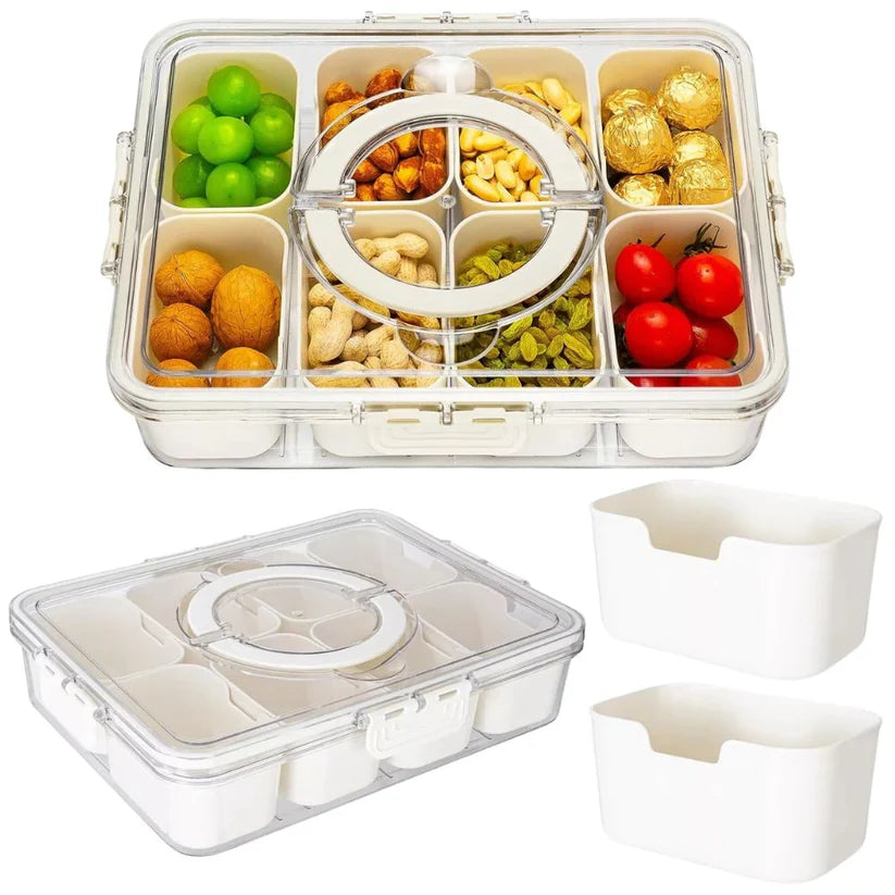 Charcuterie Container Divided Serving Tray with Lid and Handle Snackle Box