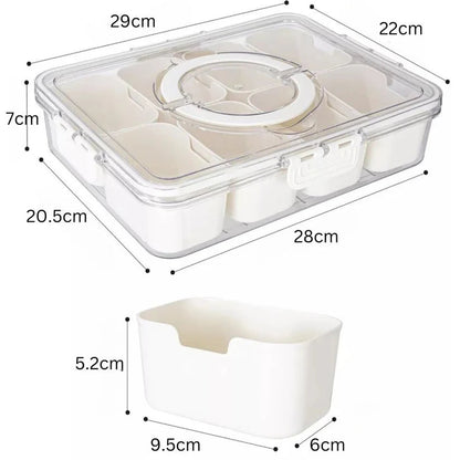 Charcuterie Container Divided Serving Tray with Lid and Handle Snackle Box