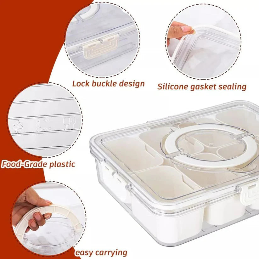Charcuterie Container Divided Serving Tray with Lid and Handle Snackle Box