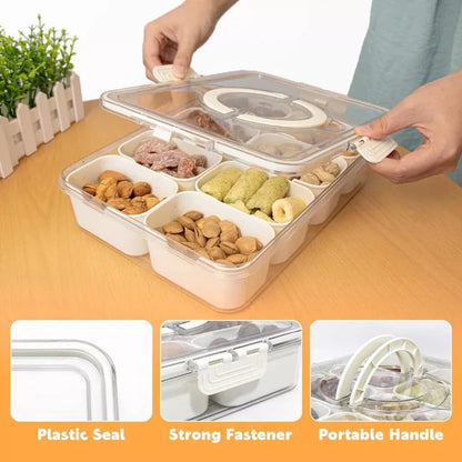 Charcuterie Container Divided Serving Tray with Lid and Handle Snackle Box