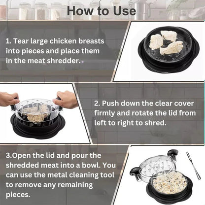 Chicken Breast Shredder Tool Meat Machine Twist with Brush and Fork Visible