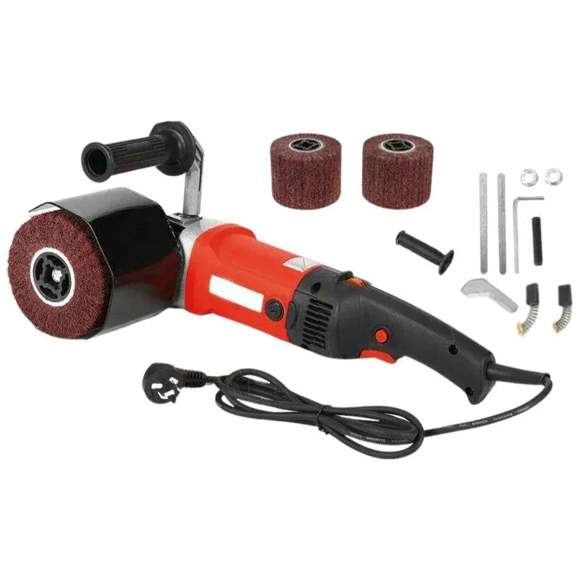 Electric sander with attachments on a white background

