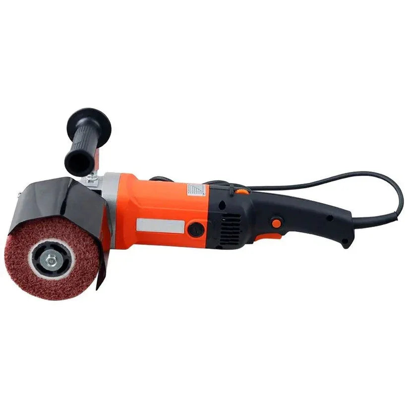 Orange and black angle grinder on a white background


