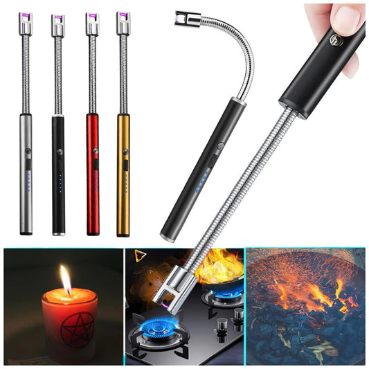Electric USB Flameless Lighter BBQ Windproof Rotate 360 Candle Rechargeable Tool