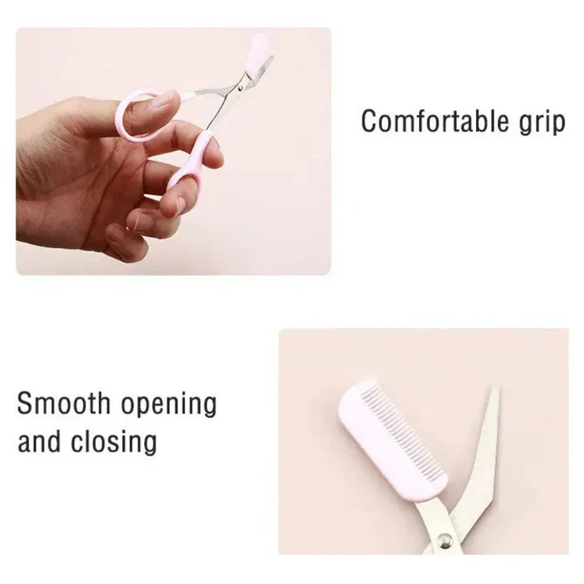 Scissors with a comfortable grip and smooth opening and closing mechanism on a pink background.

