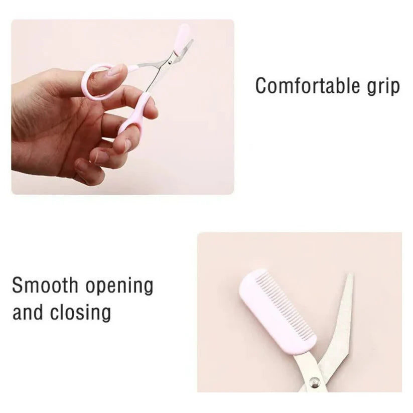 Eyebrow Trimmer Scissor Comb Trimming Hair Grooming Cutter Eyelash Tool