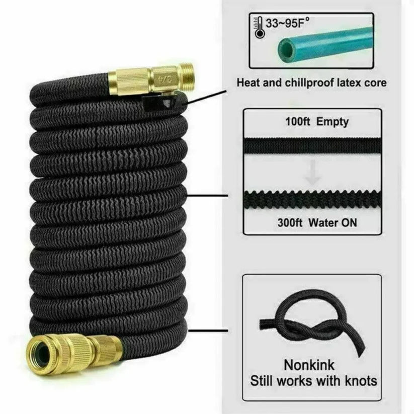 Flexible Expandable Water Garden Hose Pipe W/ Spray Nozzle Gun 25-100FT Car Wash