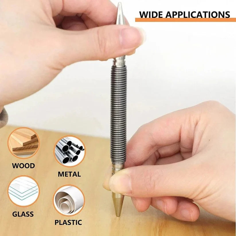 Hammerless Spring Nail Tool Nail Center Holes Punch Drill Bit Pin Removal Tools