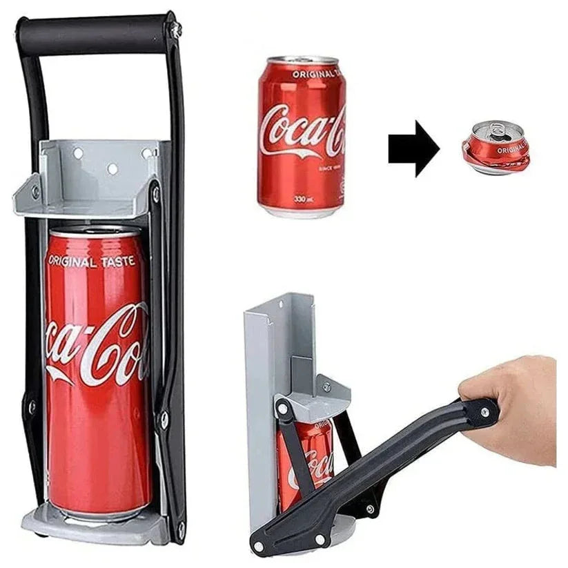 Can opener with Coca-Cola can and a compressed can illustration

