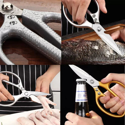 Heavy Duty Kitchen Scissors Shears Stainless Steel Fish Chicken Bone Beer Opener