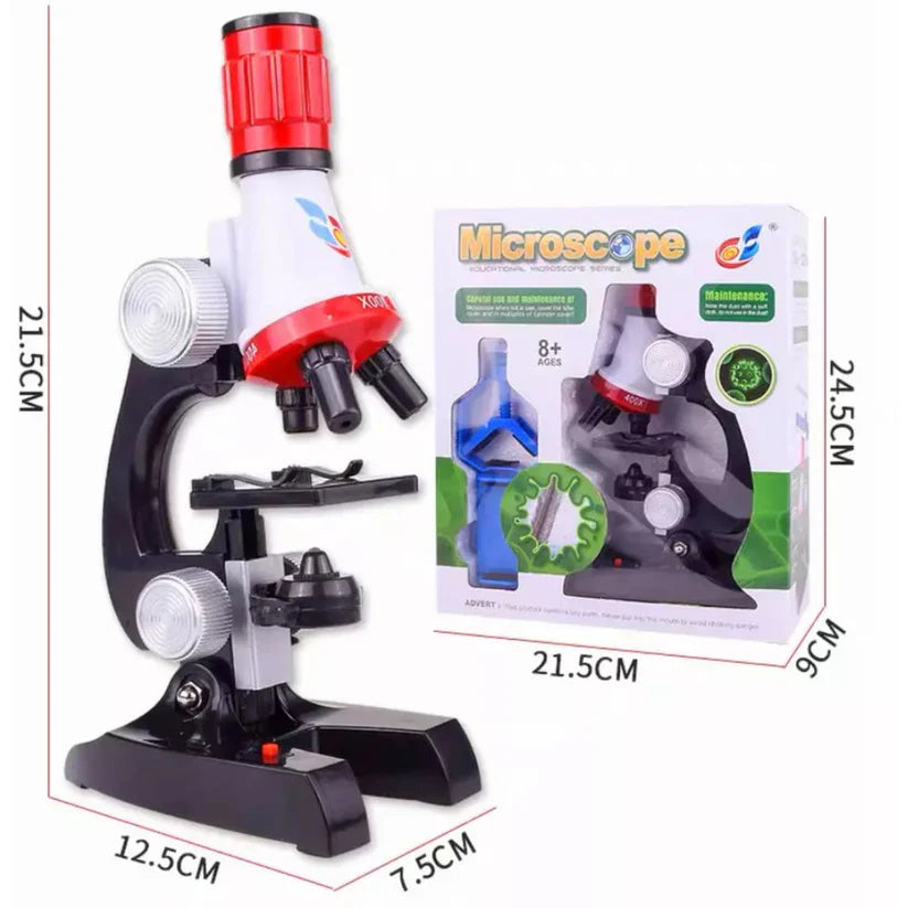 Kid Toy Microscope Science Kit 100X 400X 1200X Educational Lab Magnification