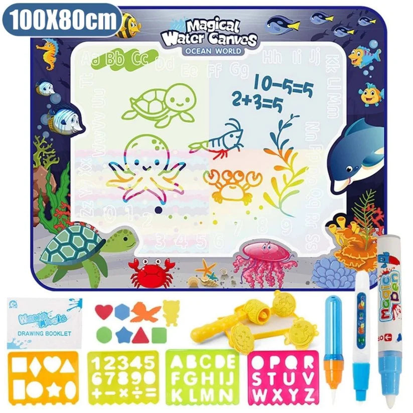 Kids Magic Water Drawing Large Mat Aqua Doodle Writing Mat Painting Board Toy