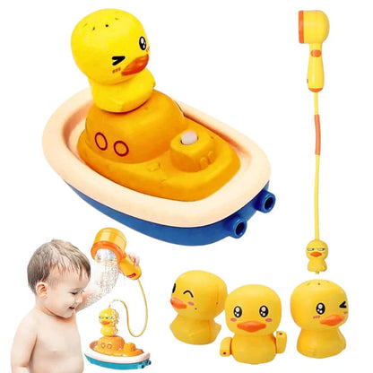 Kids Shower Sprinkler Bath Cute Duck Boat Electric Rotating Water Spray Play Toy