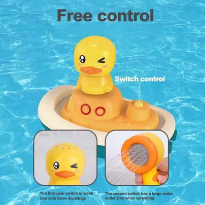 Kids Shower Sprinkler Bath Cute Duck Boat Electric Rotating Water Spray Play Toy