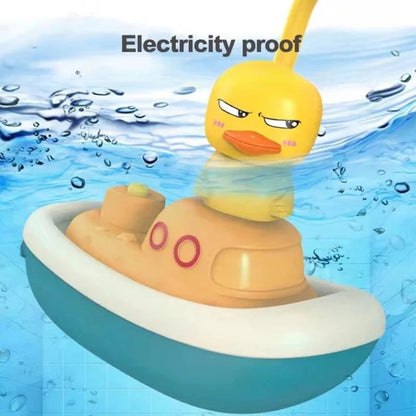 Kids Shower Sprinkler Bath Cute Duck Boat Electric Rotating Water Spray Play Toy