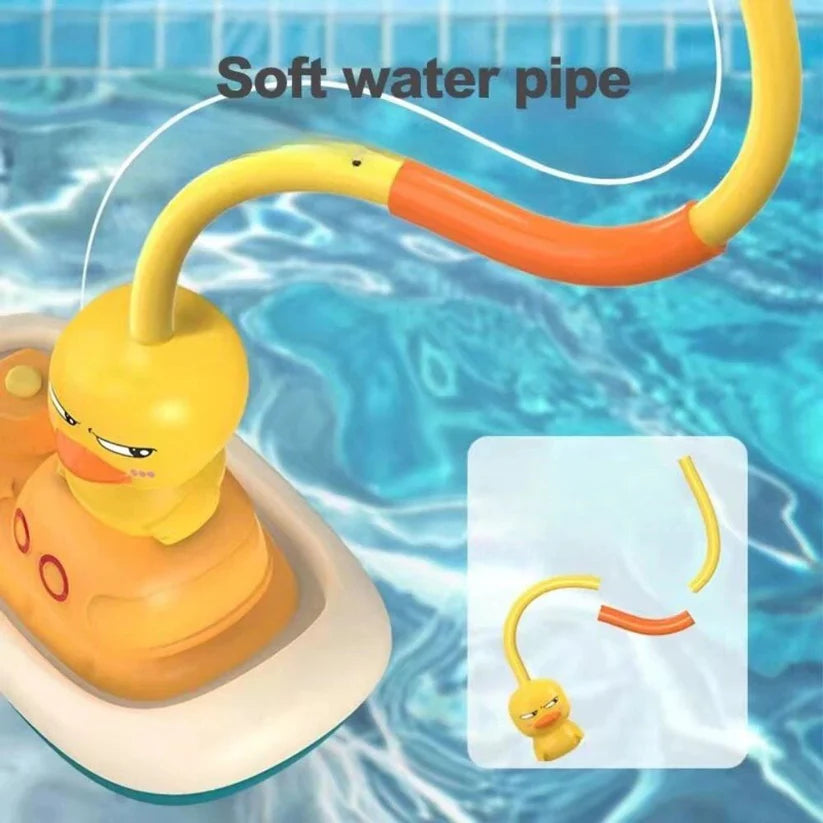 Kids Shower Sprinkler Bath Cute Duck Boat Electric Rotating Water Spray Play Toy
