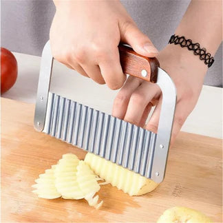 Kitchen Potato Crinkle Cutter Dough Wavy Slicer Steel Vegetable Chip Blade Knife