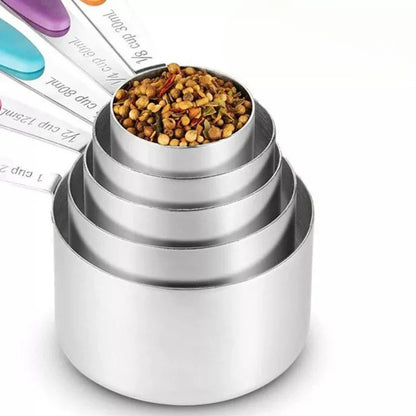 10PCS Stainless Steel Measuring Spoons Cups Baking Teaspoon Kitchen Gadget Kit Ausie Sales