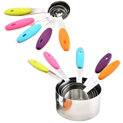10PCS Stainless Steel Measuring Spoons Cups Baking Teaspoon Kitchen Gadget Kit Ausie Sales
