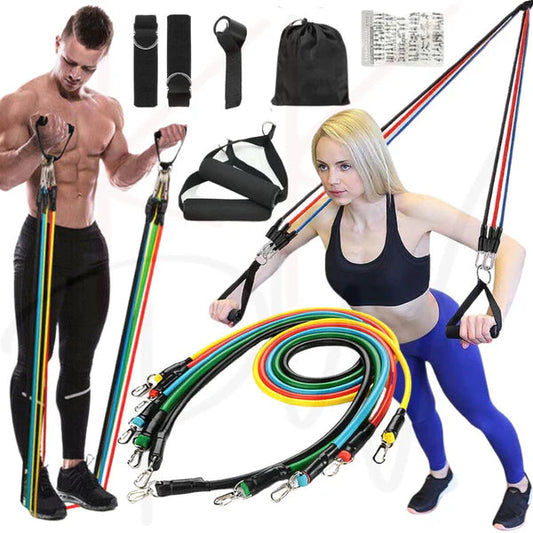 11PCS Latex Yoga Strap Elastic Resistance Bands Exercise Home Gym Tube Fitness My Store