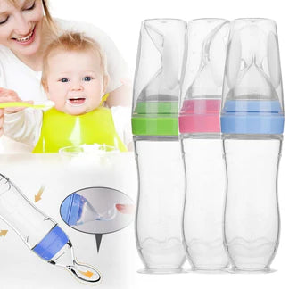 120ml Baby Spoon Feeder Kids Squeeze Feeding Bottle Silicone Food Rice Cereal Milk Ausie Sales
