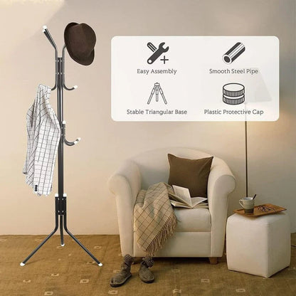 12 Hook 3-Tier Cloth Hanger Metal Tree Stand Hat Clothes Rack Style Storage Ausie Sales