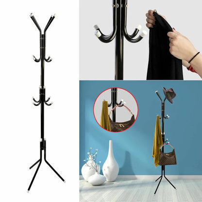 12 Hook 3-Tier Cloth Hanger Metal Tree Stand Hat Clothes Rack Style Storage Ausie Sales