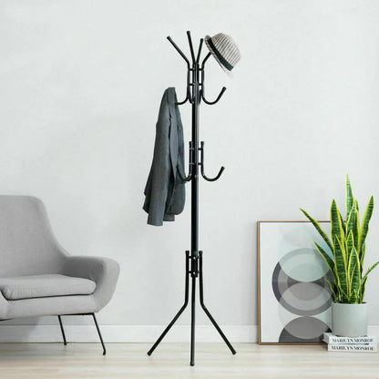 12 Hook 3-Tier Cloth Hanger Metal Tree Stand Hat Clothes Rack Style Storage Ausie Sales