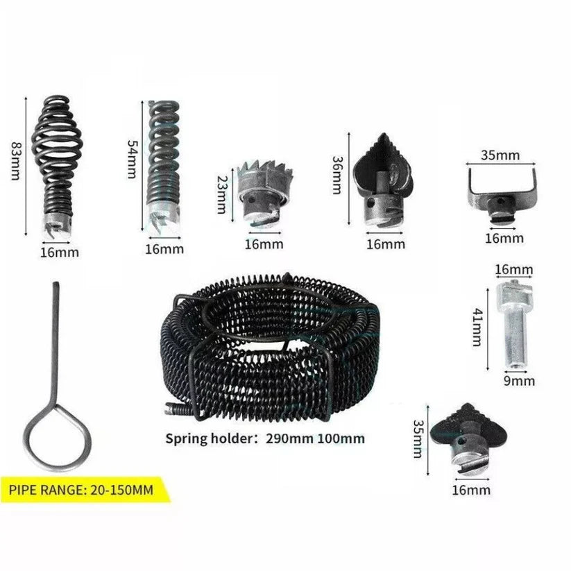 12M Snake Pipe Plumber Drain Cleaner Pipeline Sewer 6 Drill Bit Tool Ausie Sales
