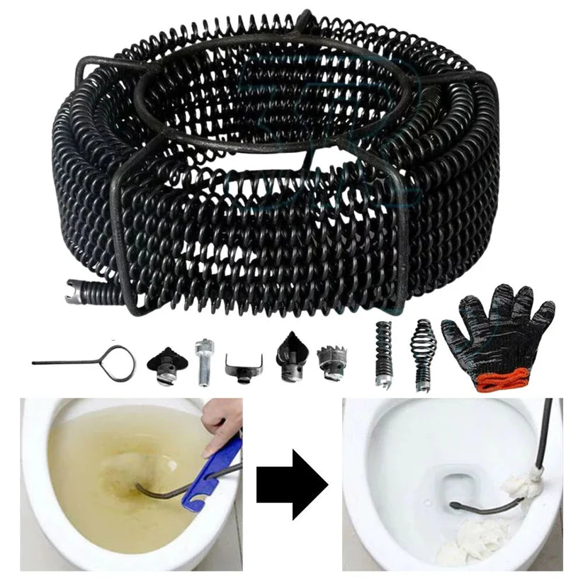 12M Snake Pipe Plumber Drain Cleaner Pipeline Sewer 6 Drill Bit Tool Ausie Sales