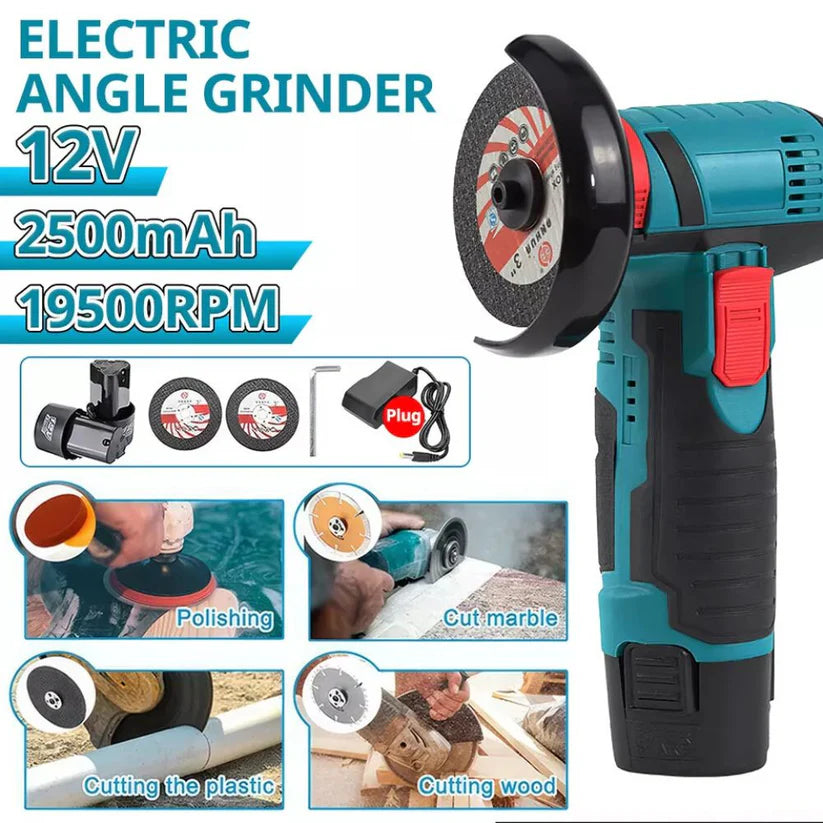 12V Mini Cordless Angle Grinder Brushless Cutting Tool W/ 2 Battery & Charger Ausie Sales