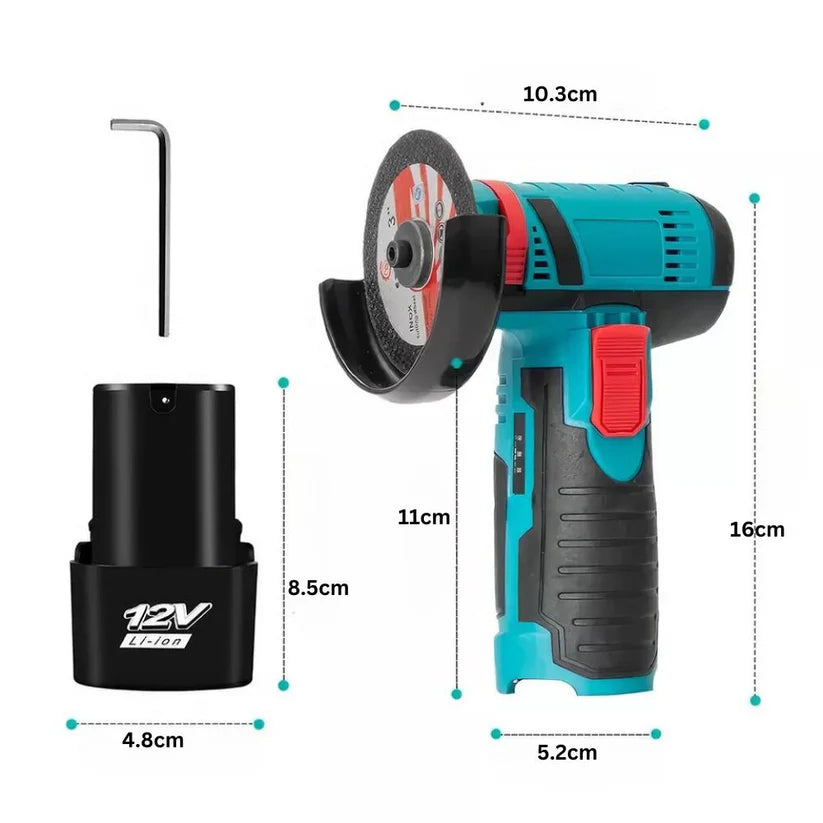 12V Mini Cordless Angle Grinder Brushless Cutting Tool W/ 2 Battery & Charger Ausie Sales