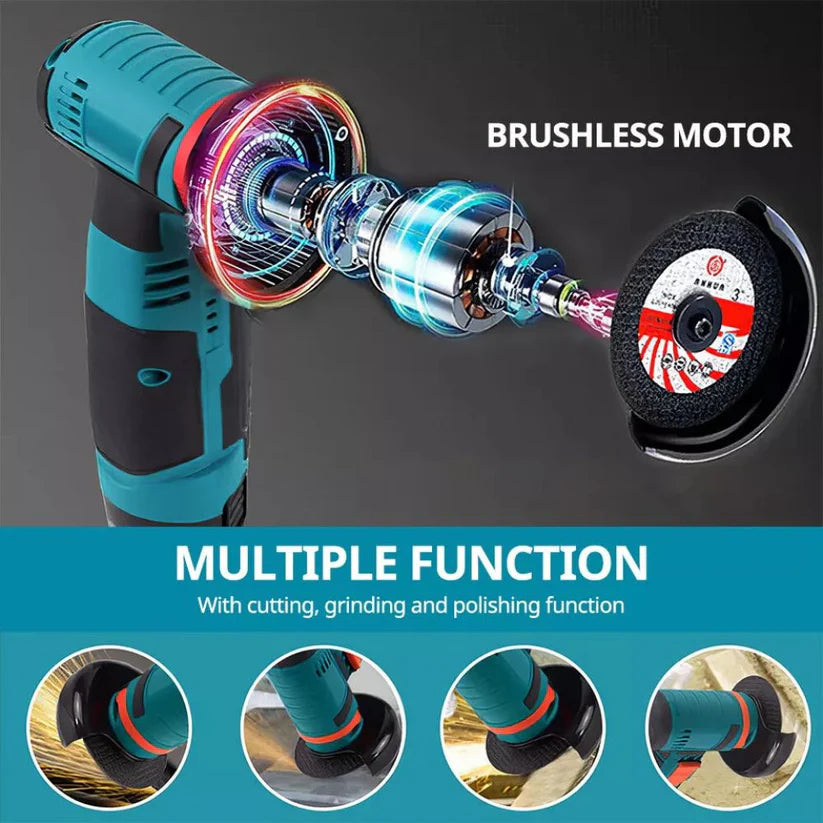 12V Mini Cordless Angle Grinder Brushless Cutting Tool W/ 2 Battery & Charger Ausie Sales