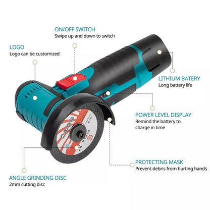 12V Mini Cordless Angle Grinder Brushless Cutting Tool W/ 2 Battery & Charger Ausie Sales