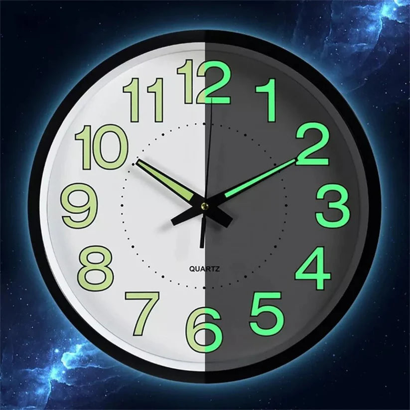12'' Luminous Wall Clock Glow In The Dark Home Modern Clock Silent Quartz Indoor Ausie Sales
