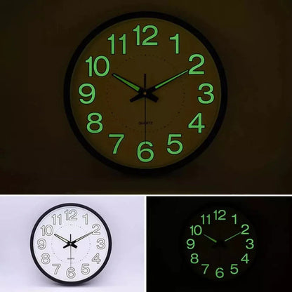 12'' Luminous Wall Clock Glow In The Dark Home Modern Clock Silent Quartz Indoor Ausie Sales