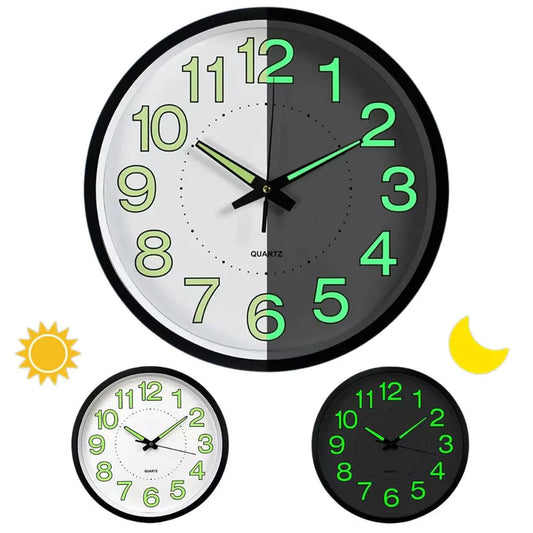 12'' Luminous Wall Clock Glow In The Dark Home Modern Clock Silent Quartz Indoor Ausie Sales