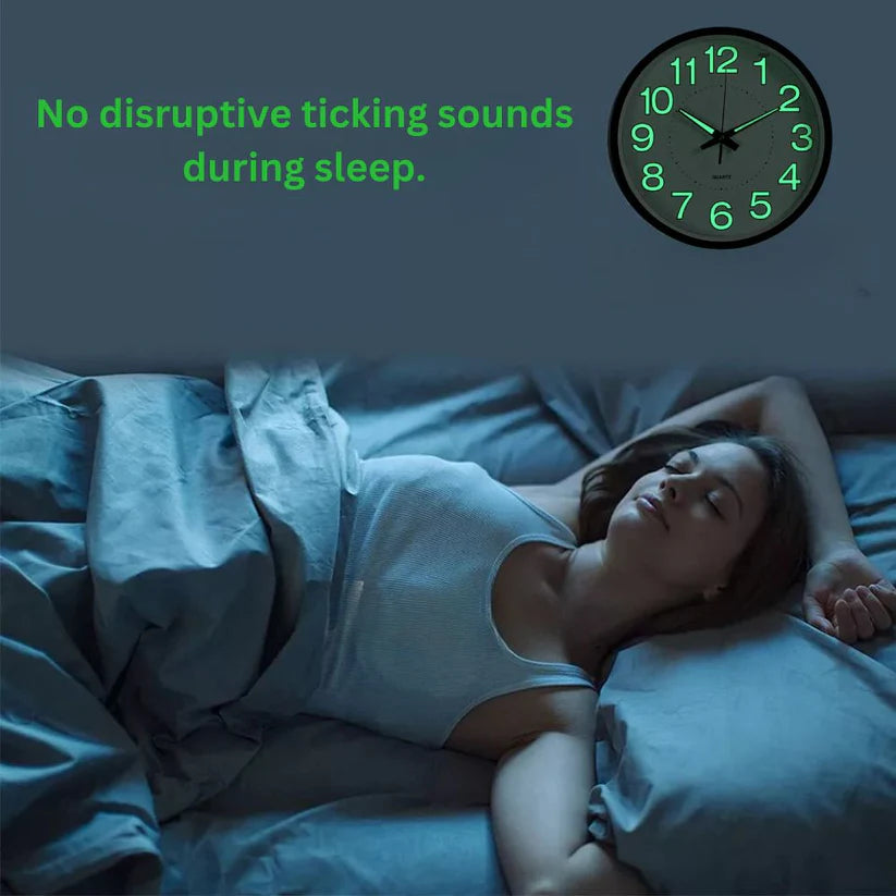 12'' Luminous Wall Clock Glow In The Dark Home Modern Clock Silent Quartz Indoor Ausie Sales