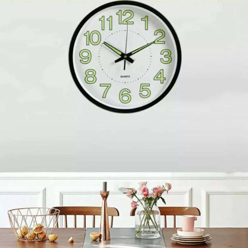 12'' Luminous Wall Clock Glow In The Dark Home Modern Clock Silent Quartz Indoor Ausie Sales