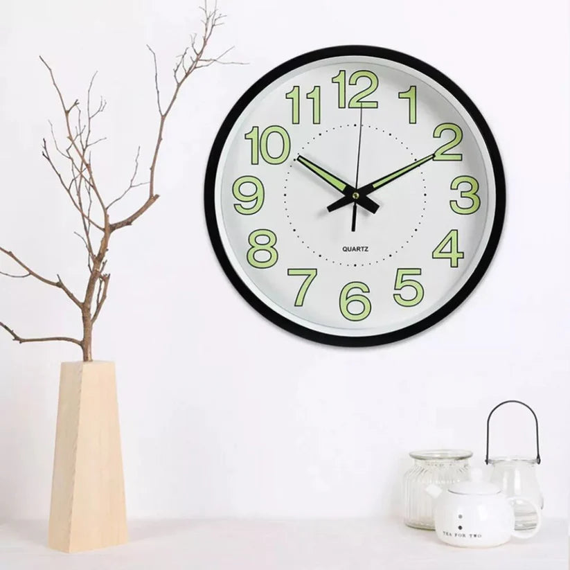 12'' Luminous Wall Clock Glow In The Dark Home Modern Clock Silent Quartz Indoor Ausie Sales