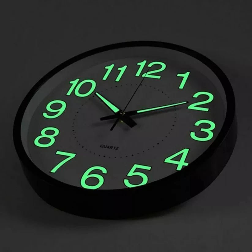 12'' Luminous Wall Clock Glow In The Dark Home Modern Clock Silent Quartz Indoor Ausie Sales