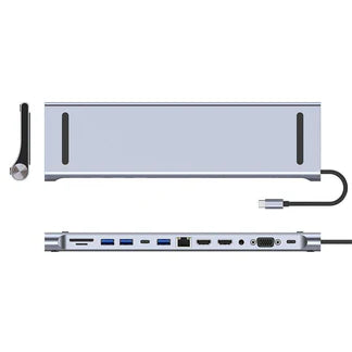 12 in 1 Laptop Docking Station Type-C Adapter USB 3.0 Dual HDMI Hub VGA PD SD TF Ausie Sales