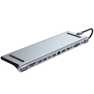 12 in 1 Laptop Docking Station Type-C Adapter USB 3.0 Dual HDMI Hub VGA PD SD TF Ausie Sales
