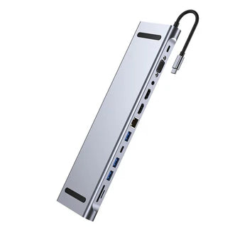 12 in 1 Laptop Docking Station Type-C Adapter USB 3.0 Dual HDMI Hub VGA PD SD TF Ausie Sales