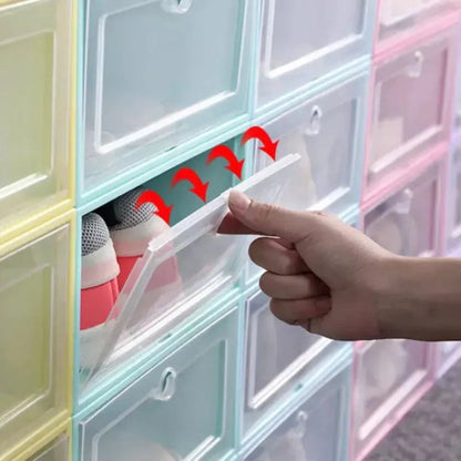 12pcs Foldable Clear Shoe Box Stackable Plastic Storage Case Organiser Rack Ausie Sales