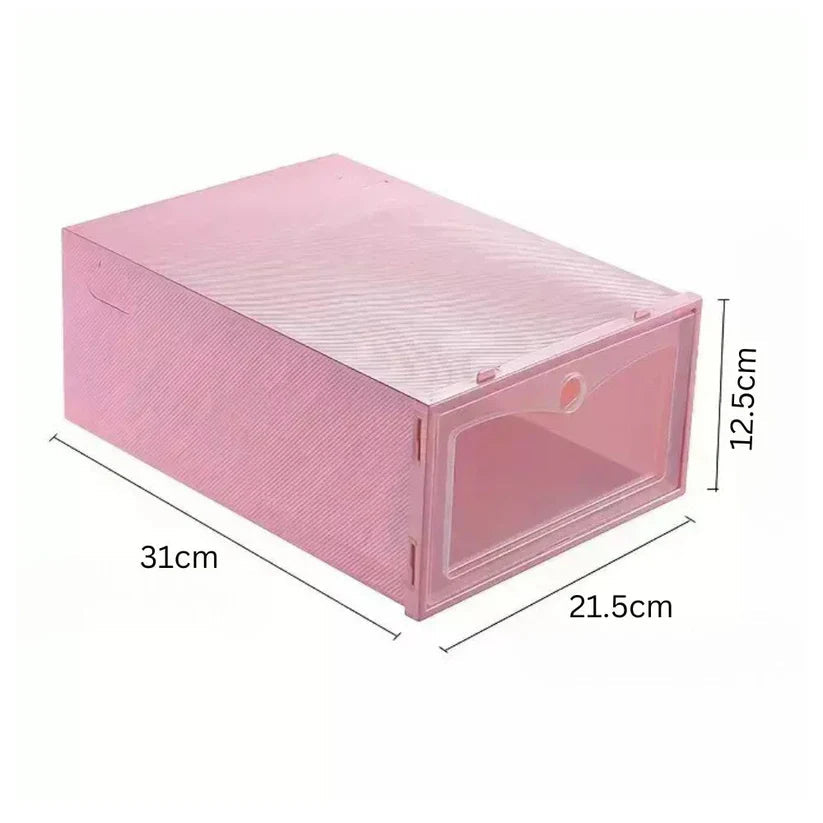 12pcs Foldable Clear Shoe Box Stackable Plastic Storage Case Organiser Rack Ausie Sales
