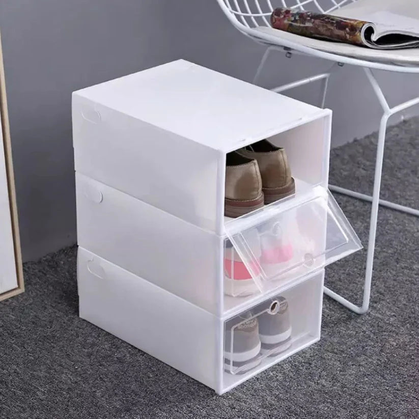 12pcs Foldable Clear Shoe Box Stackable Plastic Storage Case Organiser Rack Ausie Sales