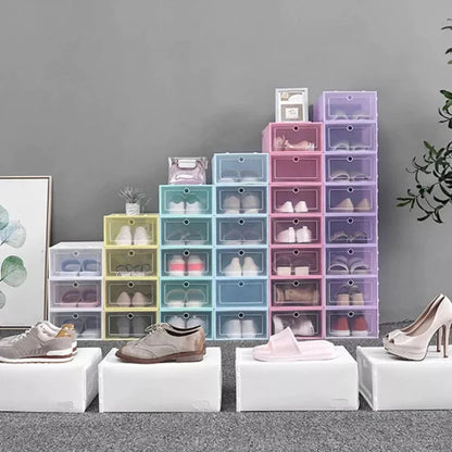 12pcs Foldable Clear Shoe Box Stackable Plastic Storage Case Organiser Rack Ausie Sales